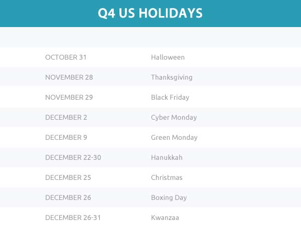 Q4 Holiday Calendar